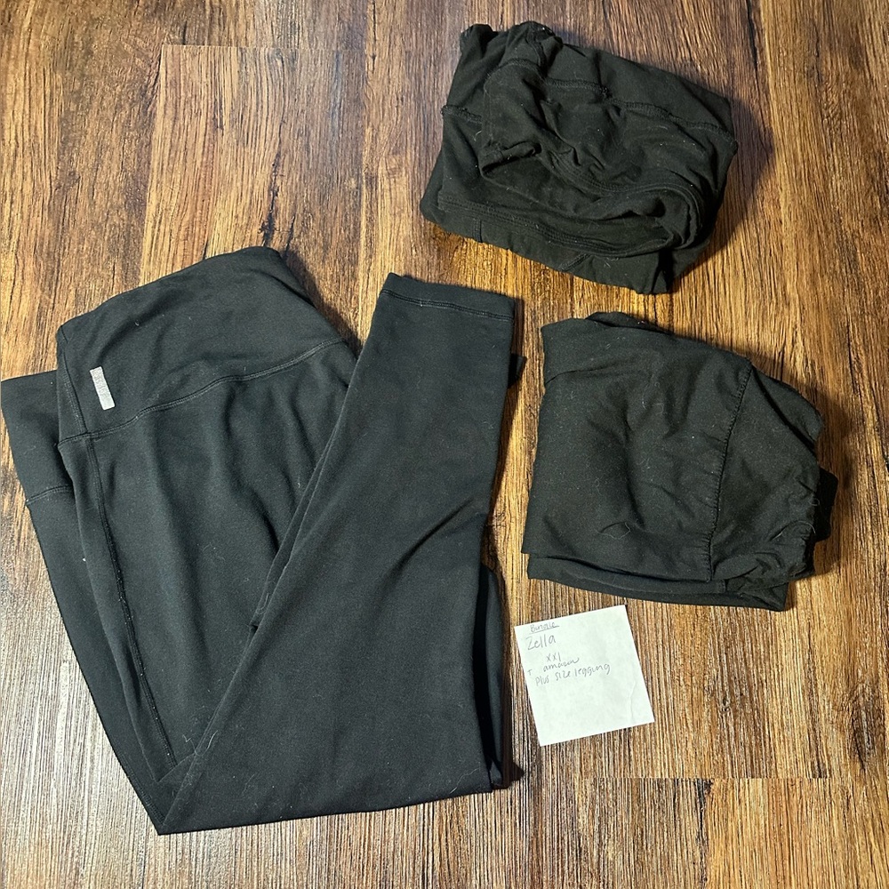 3 pair Bundle Zella + plus size Black Activewear Leggings Set